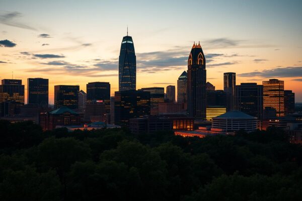 Atlanta skyline at twilight representing Atlanta top industries and software needs