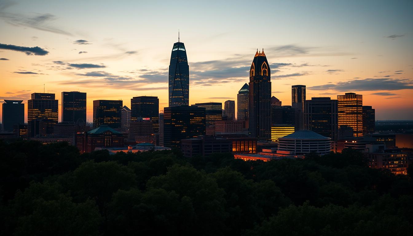 Atlanta skyline at twilight representing Atlanta top industries and software needs
