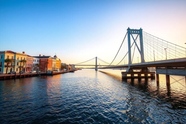 Charleston waterfront and bridge representing Charleston top industries and software needs